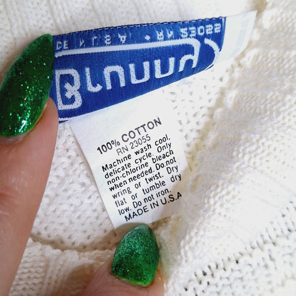 Vintage 80s Brunny 100% Cotton Crewneck Sweater Women's Large Short Sleeve - Picture 5 of 8